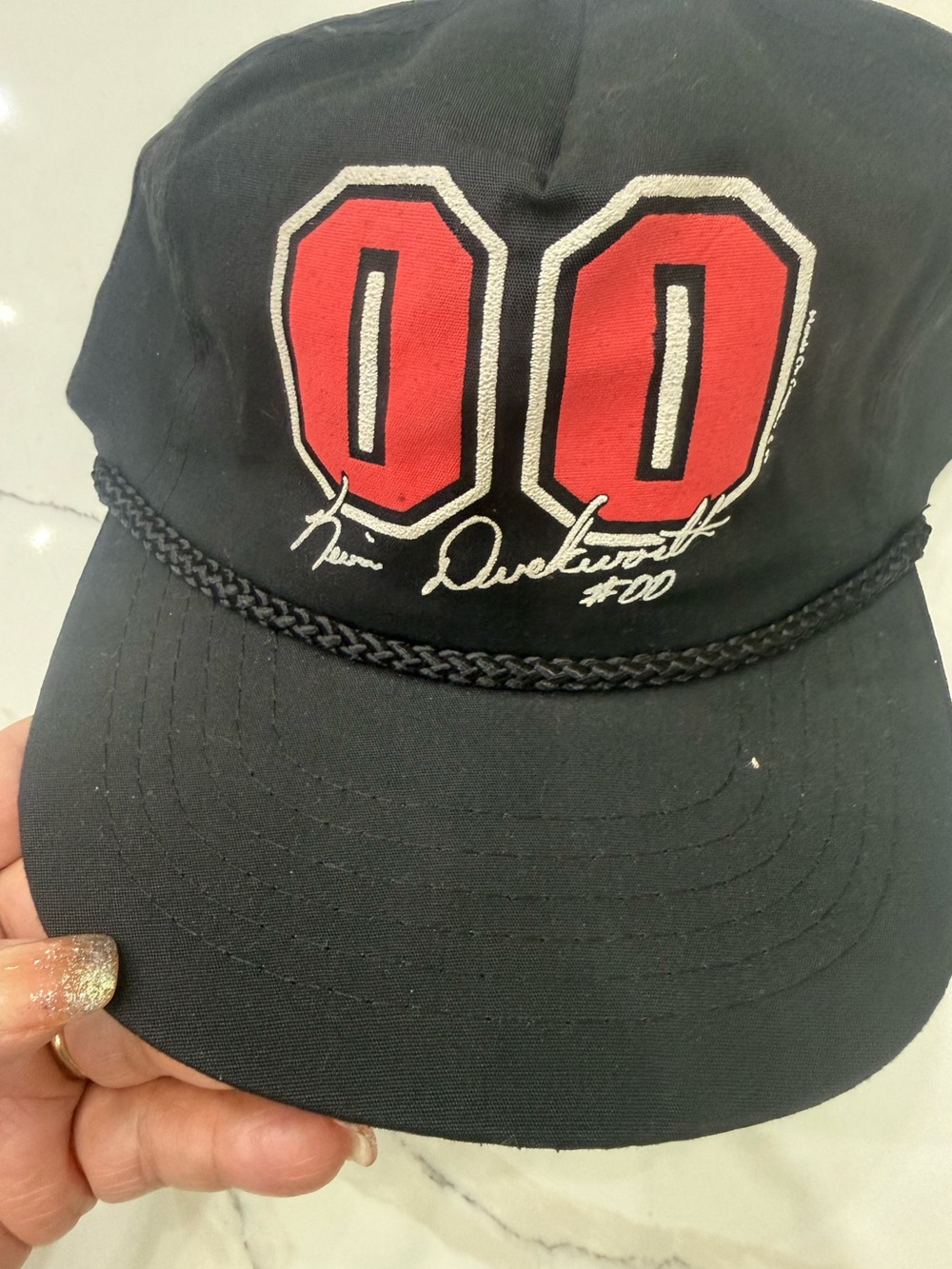 Black Kevin Duckworth Baseball Cap with Red '00' Graphic
